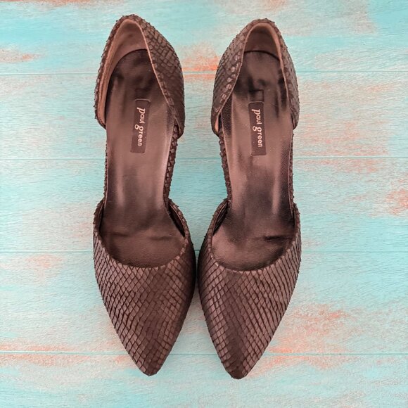 Paul Green Julia Black Reptile Snake Dorsay Kitten Heel Shoes Size 7. - Picture 2 of 9